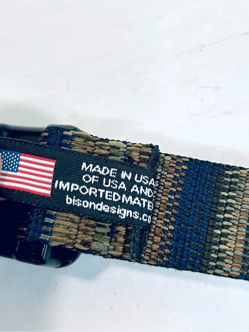 Bison Designs T-Lock Belt, Brown and Blue, size Medium